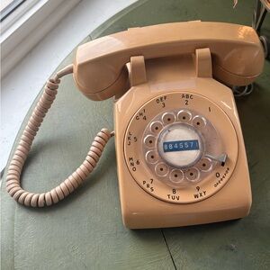 Retro Tan Rotary Dial Telephone